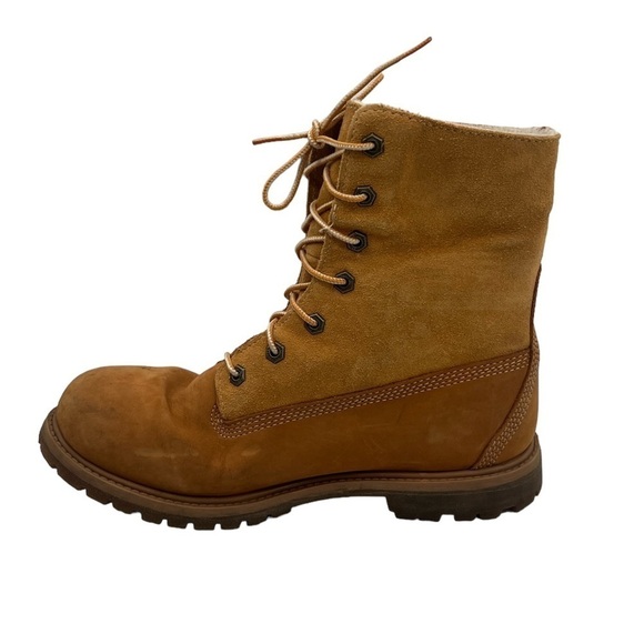 Timberland Teddy Fleece Fold Down Wheat Nubuck Leather Boots Size 9.5 Women's - Picture 8 of 14